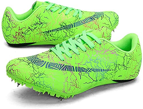 LONG-M Unisex Leichtathletik-Spikes Leichtathletikschuhe 8 Nägel Cross Country Spikes Professionelle Leichtathletik-Wettkampf-Laufschuhe,Grün,38