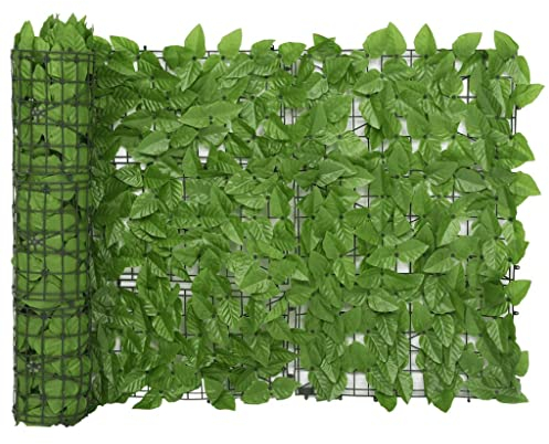 vidaXL Toldo para Balcón Parasol Pantalla Privacidad Malla Ocultación Patio Jardín Terraza Protección Impermeable con Hojas Verde 300x75 cm
