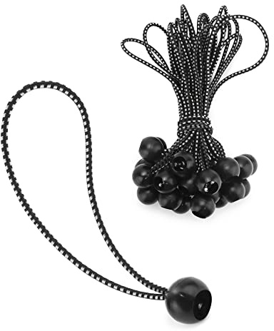 QWORK® 25 Pack Bungee Cord with Balls, 23cm/9 Inch Elastic Ball Ties Tie-Downs for Tarpaulin Camping Tarp Tent