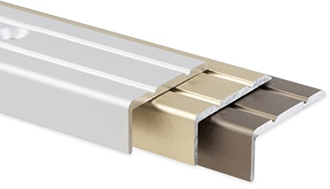 Winkelprofil 24,5 x 10 mm - Abschluss für Treppenstufen & Absätze - Vorgebohrt oder Vorgebohrt - Bodenleiste aus Aluminium (Edelstahl - matt, Vorgebohrt)