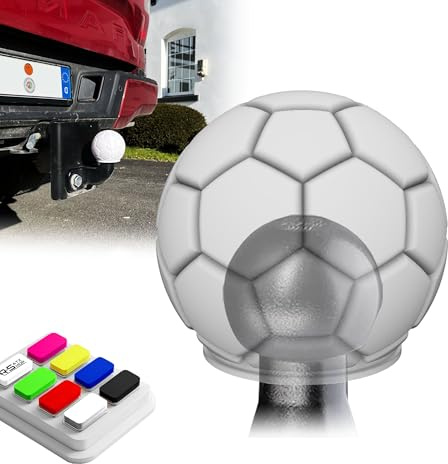 R-Satz Shop Anhängerkupplung Kappe Fußball Abdeckung Lustig - Auswahl aus 7 Farben - AHK Kugelschutz Schutzkappe (Weiß)