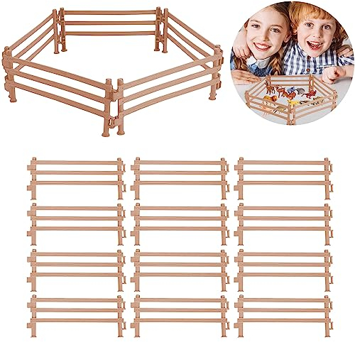 Pferdezaun Spielzeug, 40 Stücke Pferdezaun Zubehör Zaun für Pferde Spielzaun für Kinder Bauernhof Mini Pferd Corral Fechten Fence Set Koppel Zaun Panel für Micro Landschaft Deko