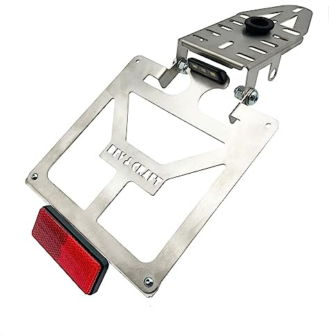 Portatarga Benelli Leoncino 800 Pieghevole Reclinabile Regolabile con Luce Targa LED (Senza Verniciatura Luce Targa Bianca + Catadiotro)