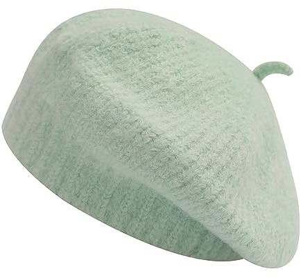 ZLYC Französische Baskenmütze aus Wolle für Damen, Winter, gestrickt, Baskenmütze, Künstlermütze