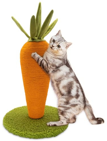 AUSCAT Kratzbaum Karotte, 42cm Süße Möhre Kratzsäule für Katzen, Kratzstamm aus Natursisal Indoor für Kätzchen