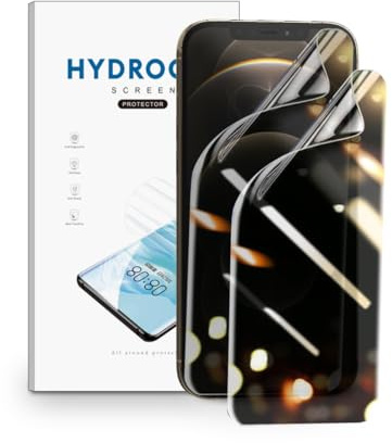 nvskvd Sichtschutzfolie für iPhone 12 Pro Max, 2 Stück Privacy Displayschutzfolie Anti-Spy Hydrogel Sichtschutz Schutzfolie mit Face ID-Unterstützung, TPU Flex Folie