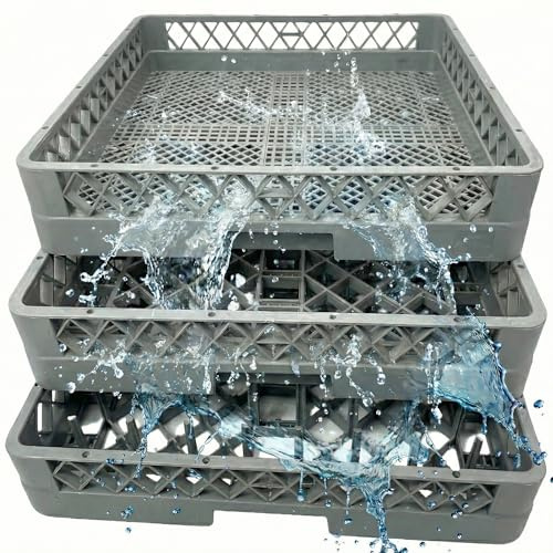 MORLEOS set cestelli lavastoviglie 50x50 cm, cestello piatti con supporti, cestello posate fine e cestello bicchieri, scolapiatti professionale horeca lavastoviglie industriale