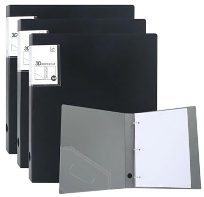 URbantin Ringbuch A4,4 Stück Ringordner mit Taschen,3 Ringe,Ring Binder | Schwarz,35 mm Rückenbreite,Ringbuchordner A4