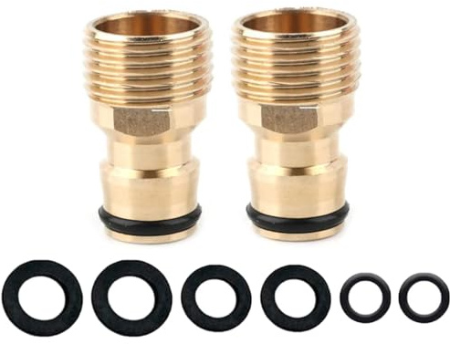 2 Pcs Brass Hose Tap Connector, 1/2 Male Brass Hose Connector, 1/2 BSP Male Threaded Faucet Adapter for Garden Hose Pipe, Garden Spray Guns and Kitchen Sink Tap
