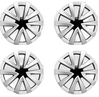 4PCS Radkappe 18 Zoll Performance Radkappen Automobil Ersatz Radkappe Vollrandabdeckung Zubehör Kompatibel for Tesla Modell 3 2021-2024 (Color : Silver)
