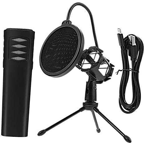 GaRcan 1 Set Desktop-Computer-Gaming-Notebook-Video zum Aufzeichnen von Telefon-Live-Typ-C mit USB-Kondensator-Kondensator-Nieren-Kit Mikrofon-Gesangsstudio-Ständern (Farbe: Schwarz x 2 S
