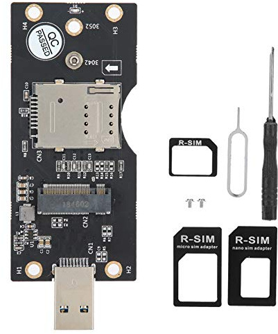 KIMISS M.2 auf USB 3.0, USB 3.0 Adapter-Riser-Karte mit SIM-Slot-Schlüssel B NGFF SSD-Speicheradapter 8Pin 3042 3052 Kompatibel mit Desktop-Laptop-Computerzubehör