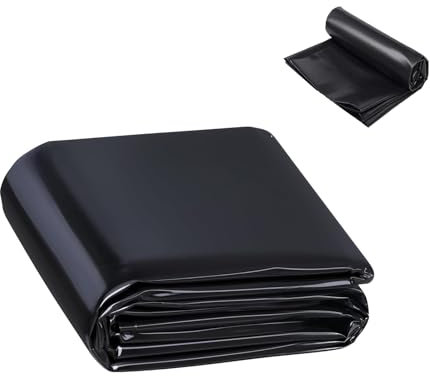 Ywanwj 6.5x27.5ft Wasserdicht Schwarze Folie Garten teichbecken Pond Liner Schutz vor Feuchtigkeit und Schmutz Einfache Handhabung für Fischteiche,Brunnen,Wassergarten und Wasserfall HDPE Teichfolie