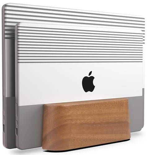 Justerbart dubbelt vertikalt laptopstativ för skrivbord, MacBook-stativ laptophållare, Macbook Pro-stativ, laptopstativ vertikal Macbook Pro-docka, trä Mac-stativ, Macbook Air Stand laptop-docka