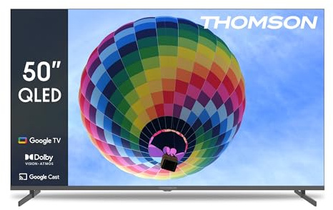 THOMSON 50 Tum (126cm) QLED Google Smart TV, Wi-Fi, Dolby Audio, HDR10, Bluetooth 5.1, Triple-Tuner (Kabel/Satellit/Antenn), HDMI, CI+, A+ Panel - 50QG4S14