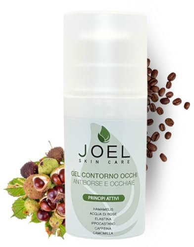 Joel Skin Care - Gel Contorno Occhi Occhiaie e Anti Borse – Effetto Immediato Contro Segni di Stanchezza e Gonfiore, con Ippocastano, Amamelide, Caffeina e Acqua di Rose - 30 ml