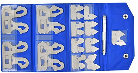 Baxnore Jauge de rayon 17 pièces, jauge de rayon fractionnaire en acier inoxydable, jauge d'outil fractionnaire résistante à l'usure, outil de rayon de machiniste