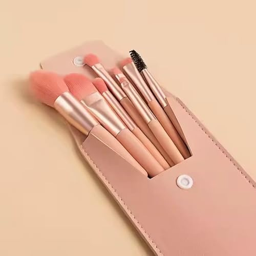 Kit de Pinceaux de Maquillage Professionnel, pour Fond de Teint, Sourcils, Lèvres et Fard à Paupières (Abricot)