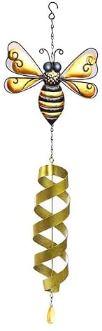 Weather-Resistant Decorative Bee Metal Garden Wind Spinner Outdoor Yard Art, Durable Kinetic Sculpture, Charming Garden Décor for Lawn, Patio, & Pathway Enhancement