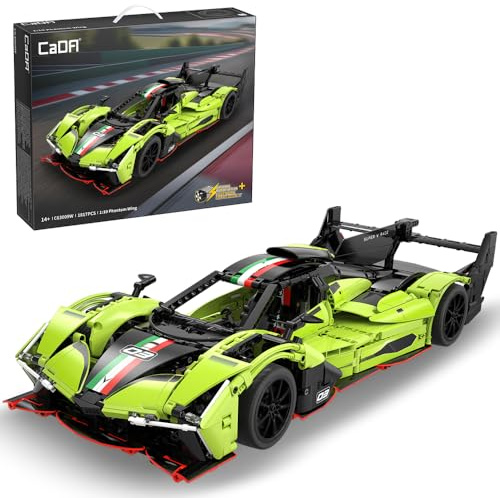 CaDA C63009W Sportwagen Baustein Set, 1817 Teile V8 Rennwagen für Erwachsene, 1:10 Supercar Klemmbausteine Bausteine ​​Modell Geschenk,Technik Auto für Erwachsene