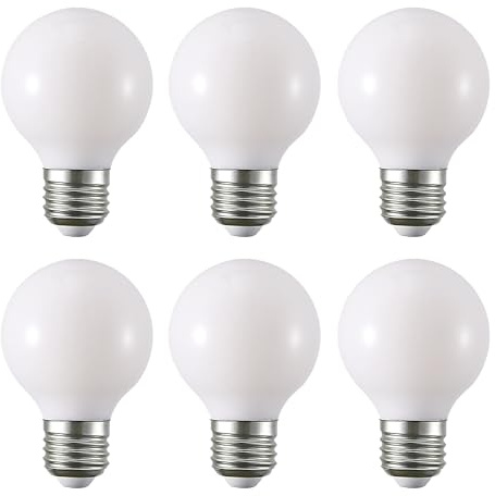 5W G60 LED Light Bulb 50W Equivalent E26/E27 Base 120V Vanity Light Bulbs Small Globe Night Light Bulbs for Ceiling Fan,Table Lamp, Bedside lamp，Chandelier Lighting Appliances, 6-Pack (4000K)