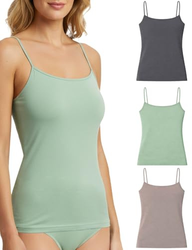 Risalti Camisetas Tirantes Mujer Hombro Estrecho Eco Friendly 3pcs - Top Lencero Sin Costuras, Ropa Mujer Sostenible De Microfibra Yes Green, Camisetas Lenceras Cómoda, Transpirable - Made In Italy