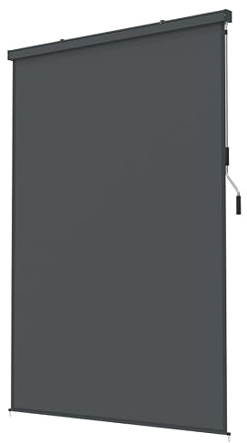 Aufun Toldo vertical extensible de 180 x 250 cm, protección contra el viento, estor exterior de aluminio con manivela, protección solar, toldo para balcón, terraza, jardín (antracita)