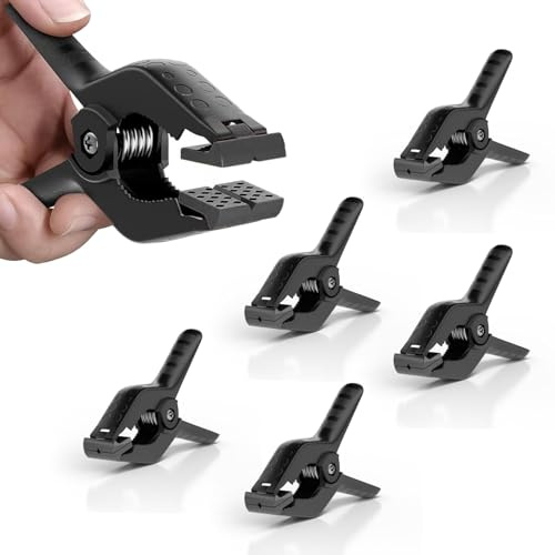 Fatazoii 6Pcs Nylon Spring Clamps,4.5in Heavy Duty Plastic Backdrop Clips | Black,Strong,Photo Booth Backdrop Clips,For Fabric,Muslin,Photography Studios, Woodworking, DIY Projects