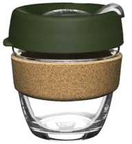 KeepCup Brew Cork – Tasse à café réutilisable en verre trempé et liège naturel, S 227 ml – Pin