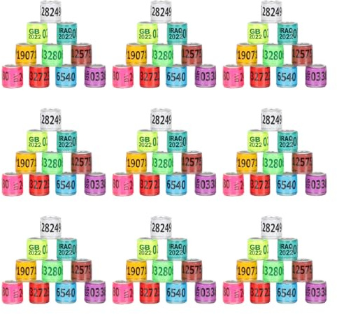 Homoyoyo 100 pièces Anneaux pour Pigeons Aluminium Colorés Bagues Légères et Durables pour Identification et Suivi de Pigeons Perruches Perroquets et Volailles Petites Races