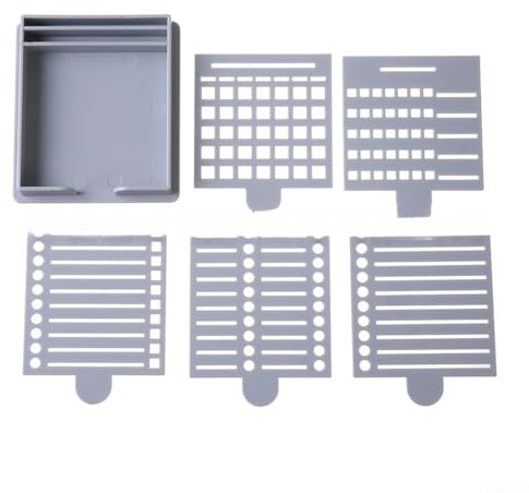 Notizblock-Spender, Haftnotizhalter mit Vorlage für Büroaufgaben, Organisation, kompakt, 10 x 9 x 1,5 cm, ABS-Material, 6 Stück, Schwarz, Grau, Gelb, Blau (Grau)