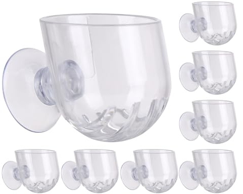 GLEAVI Lot de 8 Pots Suspendus pour Aquarium en Acrylique Transparent Supports Hydroponiques Ovales Petits avec Ventouses Puissantes Accessoires Décoratifs pour Plantes Aquatiques et