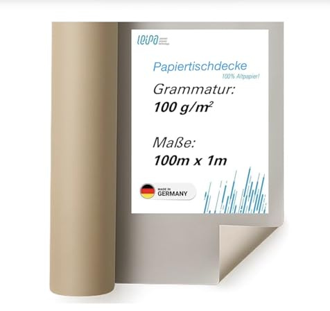 LEIPA Papiertischdecke | Rolle 1m x 100m | 100g/m² | Braun | zuschneidbar | Tischtuchpapier für Feste, Events & Gastronomie | 100% Recyclingpapier