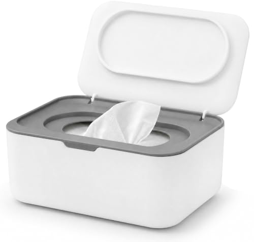 Romon Caja Toallitas Humedas Gris – Dispensador de Toallitas Húmedas con Tapa, Porta Toallitas Humedas para Bebé y Hogar, 19x13x7,8cm