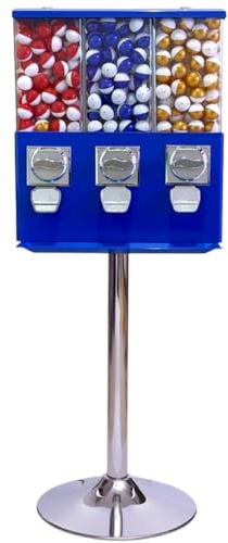 Myntdriven Godisautomat För 25-Cents,1-Dollars Eller 1-Euromynt Blue | Kommersiell Godisautomat För Tuggummikulor, Kapslar Och Studsbollar; Inkluderar Metallställ