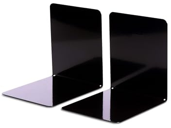 MAUL Buchstütze Stahl schwarz 2er Set Kratzfest fürs Büroregal | stabiler Stand für Bücher, Oberflächenschutz gegen Kratzer, magnethaftende Fläche, glänzendes Design, platzsparend im Regal