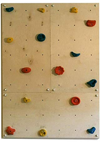 Gartenpirat Kletterwand Indoor IW3 ca. 1,95 m² mit DREI Wandplatten 114 x 57 cm 15 bunten Klettersteinen und Montagematerial für Kinder und Erwachsene