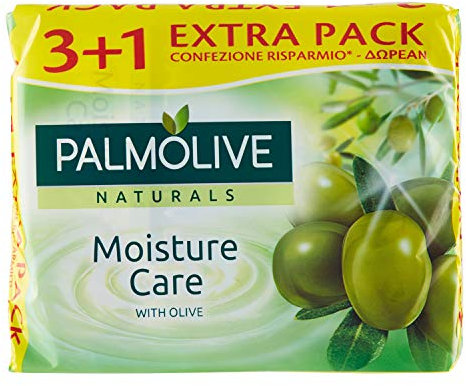Palmolive Naturals – Jabón, enriquecido con extracto de oliva, 360 g, 4 unidades