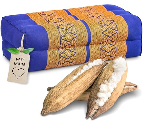 livasia coussin yoga carré bloc - 17x34x12cm - Coussin de méditation kapok, Coussin de soutien bolster rectangulaire, Accessoires yoga pilates coussin cale-nuque, fait main