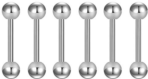 Briana Williams 14G Replacement Balls Straight Barbells for Tongue Bars Nipple Piercing Surgical Steel Acrylic 12/14/16/18mm Body Piercing Jewellery
