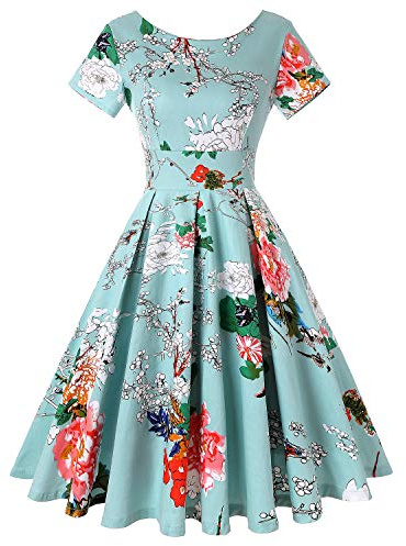 MINTLIMIT Women's 1950s Retro Vintage Cocktail Party Short Sleeve Swing Dress