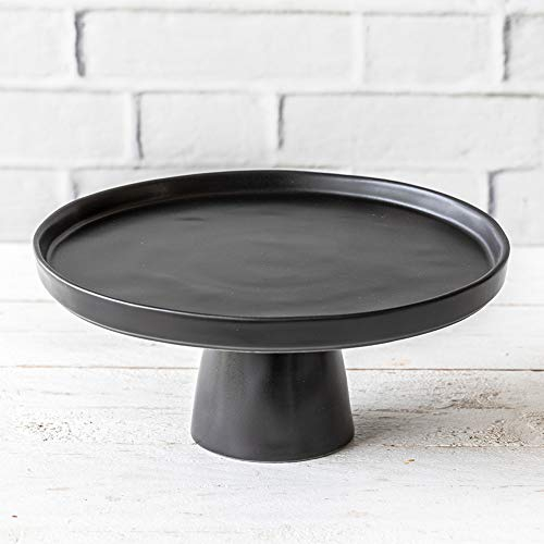Home of Cake Tortenplatte mit Fuß Puro medium in Schwarz Matt, Ø 27 cm Tortenständer Kuchenplatte Kuchenständer aus Keramik für Hochzeiten Geburtstage Partys