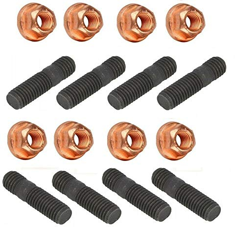 ATPI 8 Stück Stehbolzen, Stiftschrauben, Abgaskrümmer, hohe Festigkeit, 10,9 M8 x 40 8 M8 x 1,25 CU SW13 mit Kragen