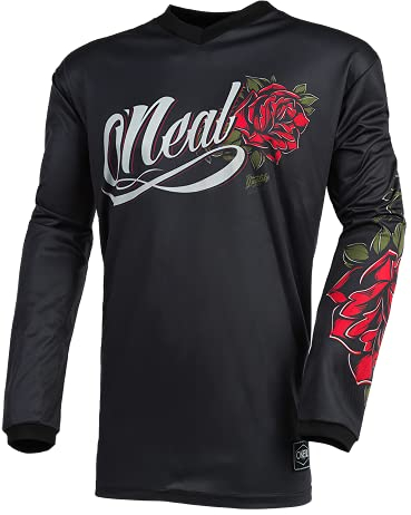O'NEAL | Motocross-Trikot | Enduro MX | Atmungsaktives Material, gepolsterter Ellenbogenschutz, Damenspezifischer Schnitt | Women's Element Jersey Roses | Damen | Schwarz Rot | Größe L