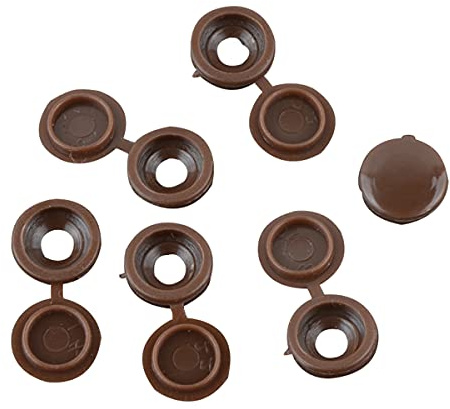 Plastic Screw Cover Cap, Hole Dia. 5mm Snap-on Cover Hinged Screw Head Protection Decoration Cap for Furniture, Brown, 100 Pcs