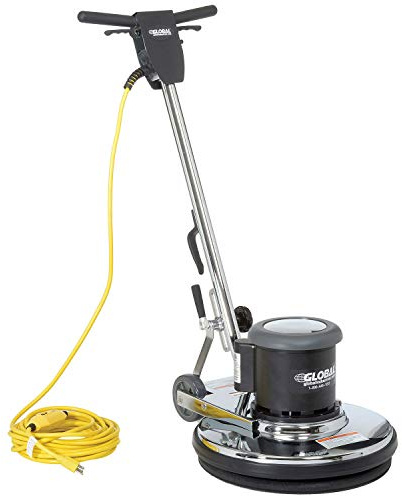 Global Industrial Corded Low Speed Floor Machine, 20 Cleaning Path, Durable Stainless Steel Construction, Heavy-Duty 1.5 HP Motor, 50'L Safety GFCI Power Cord