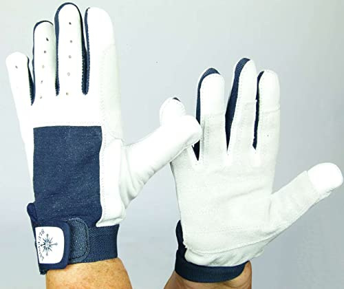 BluePort 2 Paar Unisex Segelhandschuhe Gr. L / 9 aus Leder - Alle Finger geschlossen - Montagehandschuhe Fahrradhandschuhe
