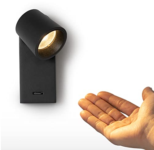 LED Wandleuchte 6W Bettleuchte Wand-Leselampen mit Schalter Warmweiß 3000K Aluminium Wandlampe 360° Schwenkbare Nordic Stil Innen Wandspots für Schlafzimmer Wohnzimmer Flur,Schwarz
