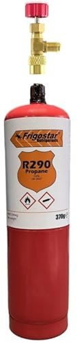 M Shop Italia R290 bouteille 370 gr. pour recharge Réfrigérateurs sécheurs caves + robinet sortie 1/4 mâle