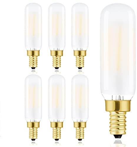 Frosted T6 LED Bulbs, 4W E12 Edison Light Bulbs Soft White 3000K,400lm, 40W Candelabra Incandescent Bulbs Equivalent Vintage LED Filament Edison Candle Bulb with Decorative, 6Pack.